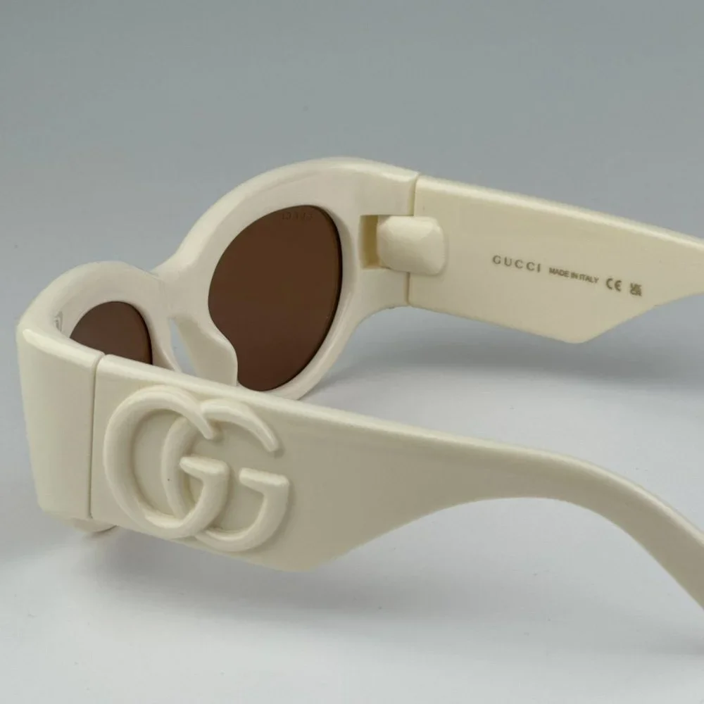 Gucci GG1544S 004 BRAND NEW Sunglasses Ivory Brown Unisex Oval